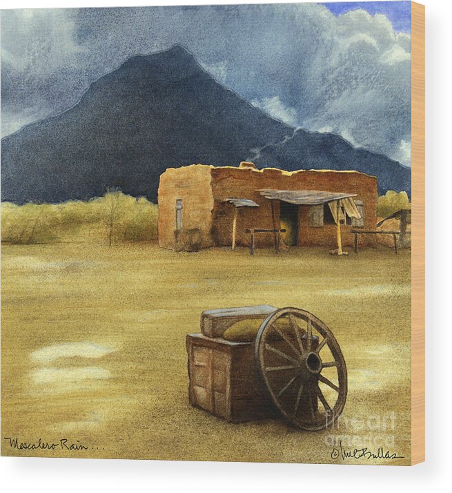 Will Bullas Wood Print featuring the painting Mescalero Rain... by Will Bullas