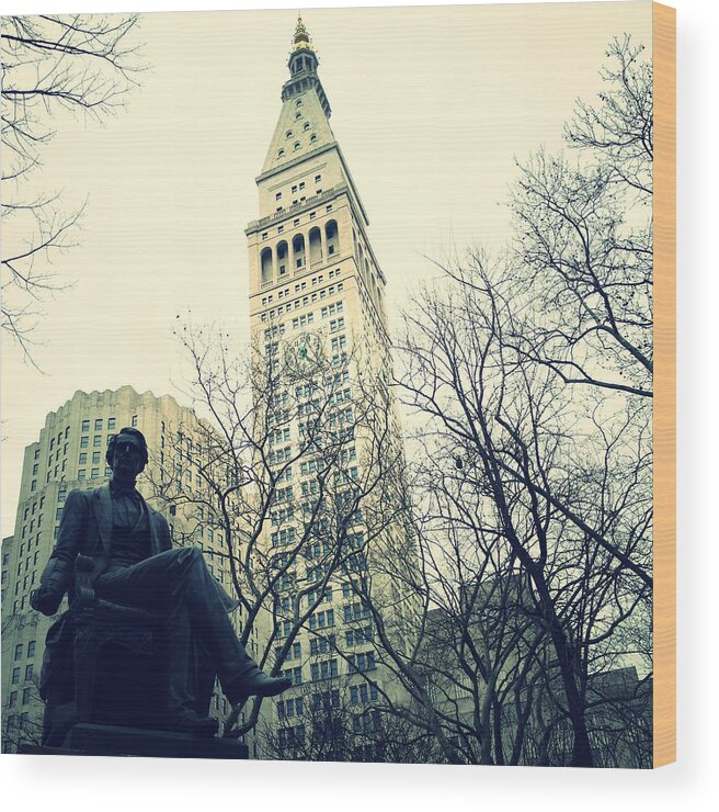 Met Life Tower Wood Print featuring the photograph Met Life and Madison Square Park by Natasha Marco