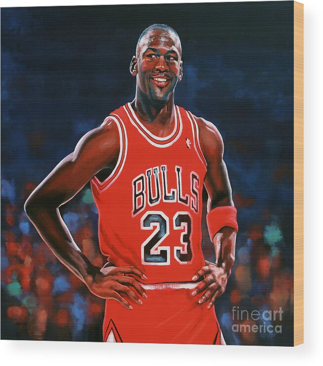 Michael Jordan Wood Print featuring the painting Michael Jordan by Paul Meijering