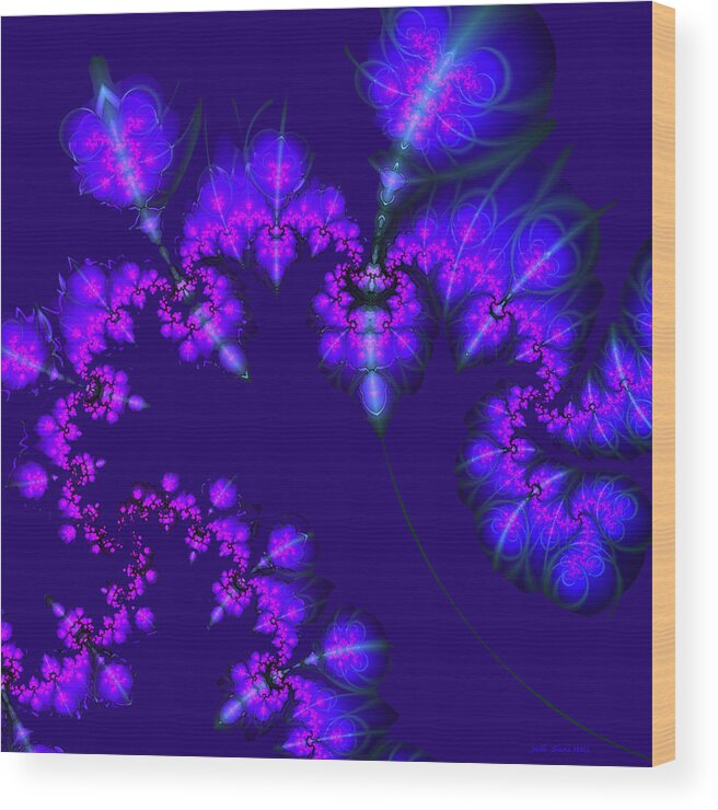 Fractal Wood Print featuring the digital art Midnight Blossoms by Judi Suni Hall