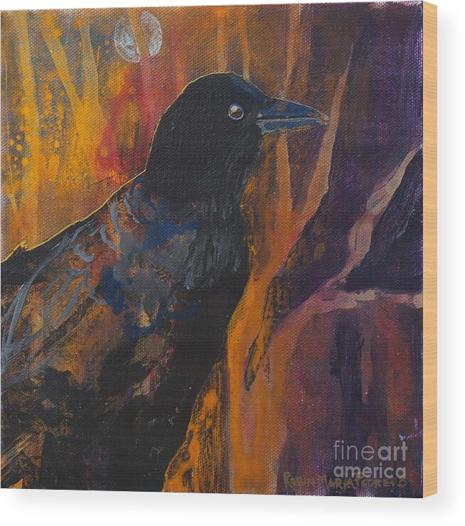 Midnight Flight Wood Print featuring the painting Midnight Flight by Robin Pedrero