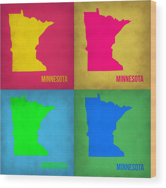 Minnesota Map Wood Print featuring the painting Minnesota Pop Art Map 1 by Naxart Studio