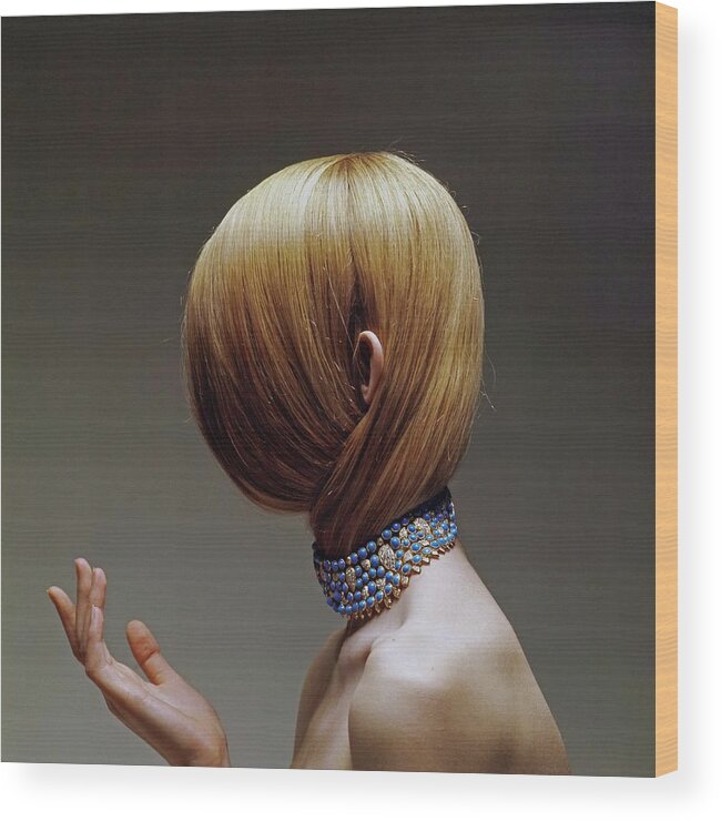 Jewelry Wood Print featuring the photograph Model Wearing A Cartier Necklace by Bert Stern