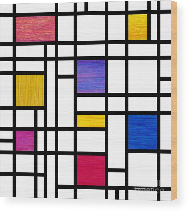 Mondrian Wood Print featuring the painting Mondrianish by David K Small