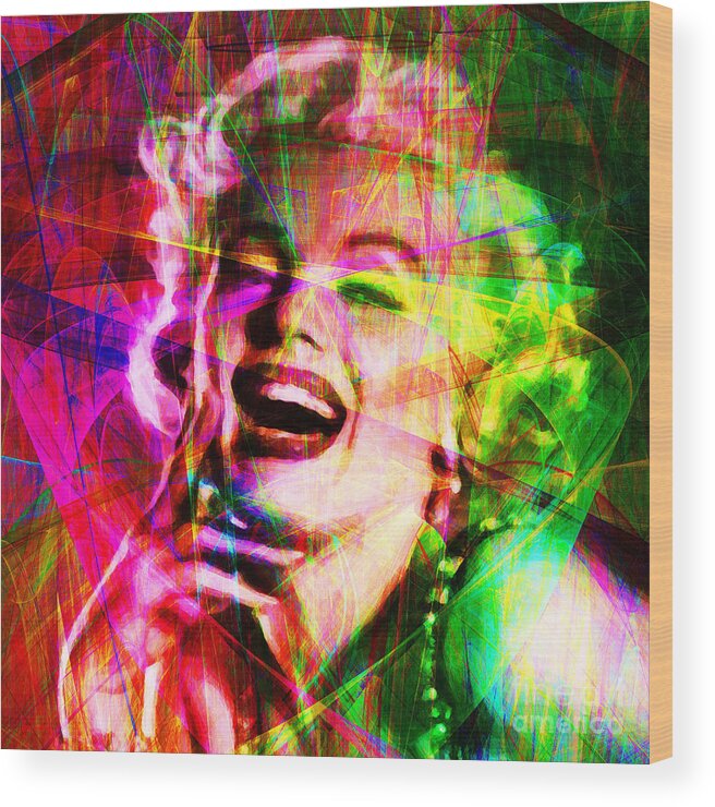 Marilyn Wood Print featuring the photograph Monroe 20130618so square by Wingsdomain Art and Photography