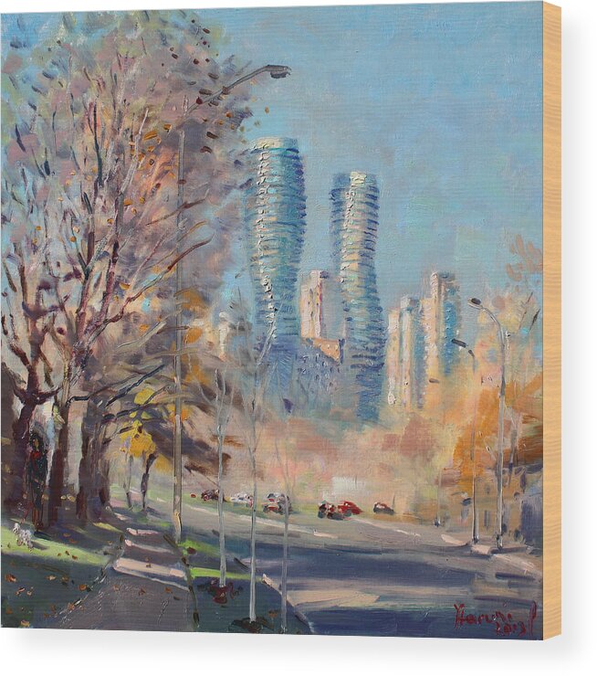 Mississauga Wood Print featuring the painting Morning Sunlight in Mississauga by Ylli Haruni