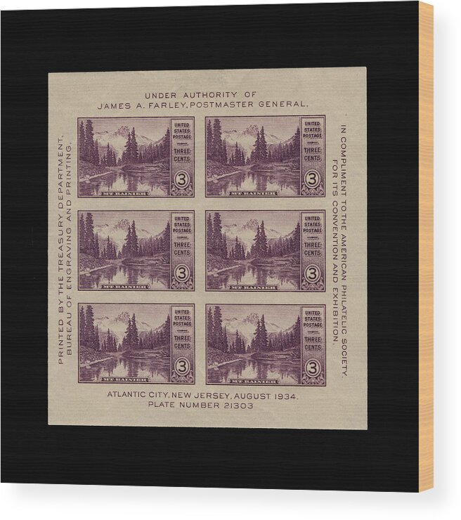Postage Stamp Wood Print featuring the photograph Mount Rainier Postage Stamp by Andrew Fare