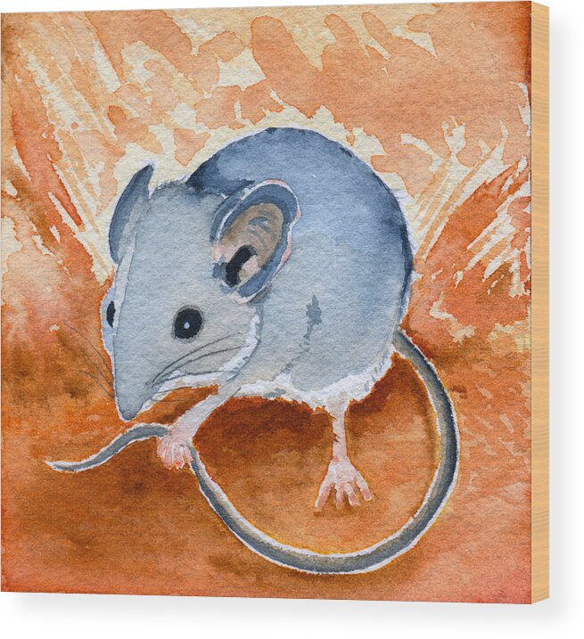 Mouse Wood Print featuring the painting Mouse by Katherine Miller