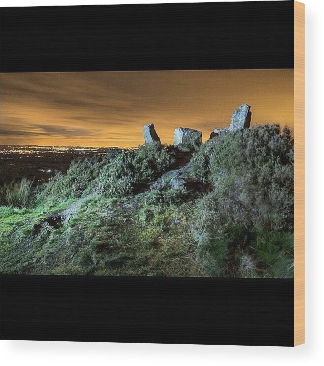 Beautiful Wood Print featuring the photograph Mow Cop Standing Stones Looking Out by Jenna Goodwin