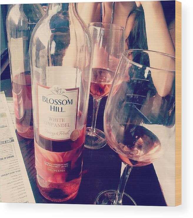 Rose Wood Print featuring the photograph My Fav #wine #rose #drinks #bottle by Hannah Rowles