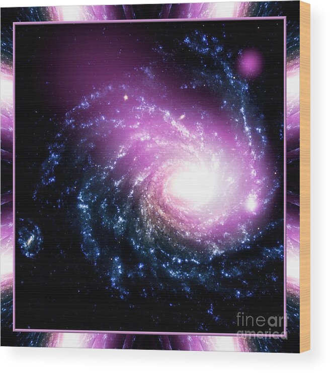 Galaxy Wood Print featuring the photograph NASA Dwarf Galaxy Hitting a Spiral Galaxy by Rose Santuci-Sofranko