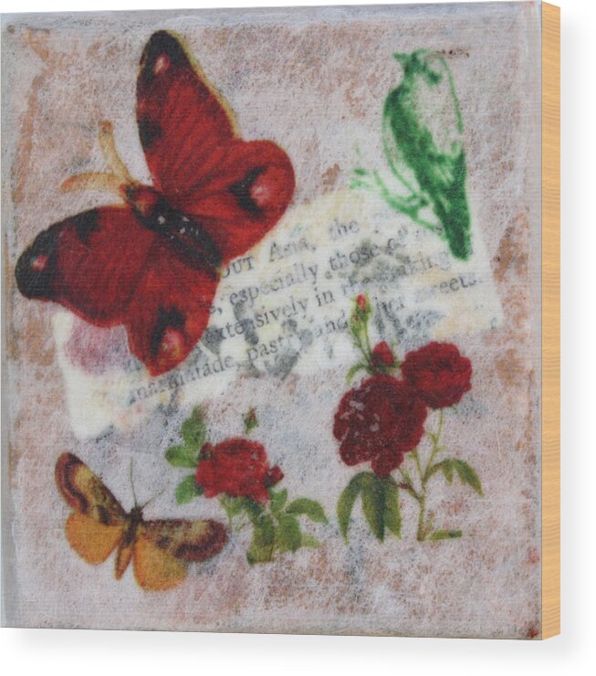 Butterly Wood Print featuring the mixed media Nature 3 by Dawn Boswell Burke