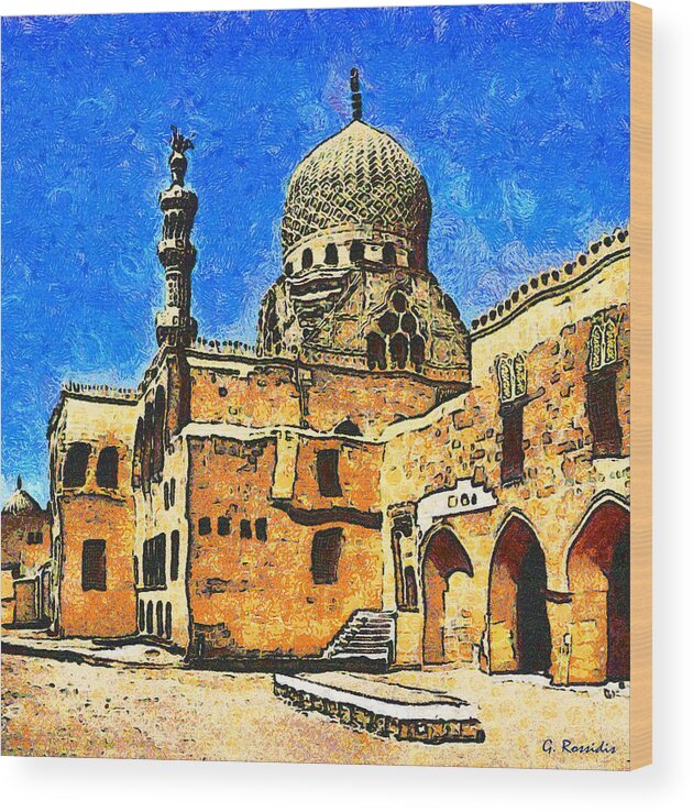 Rossidis Wood Print featuring the painting Necropolis Cairo by George Rossidis