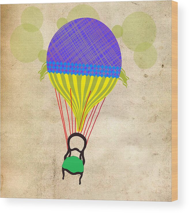 Hot Air Balloon Art Wood Print featuring the digital art Neon Bubble by JRyan Artist