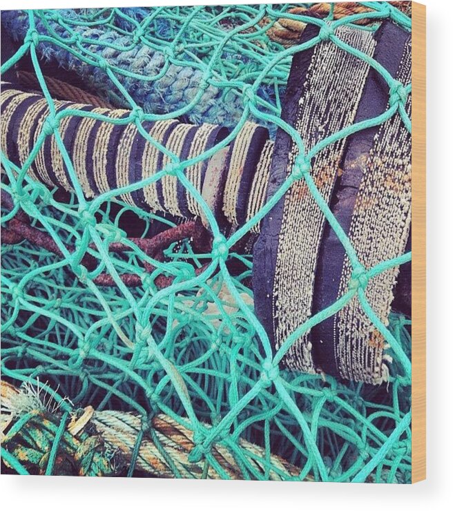 Nicsquirrell Wood Print featuring the photograph Nets And Floats #net #nicsquirrell by Nic Squirrell