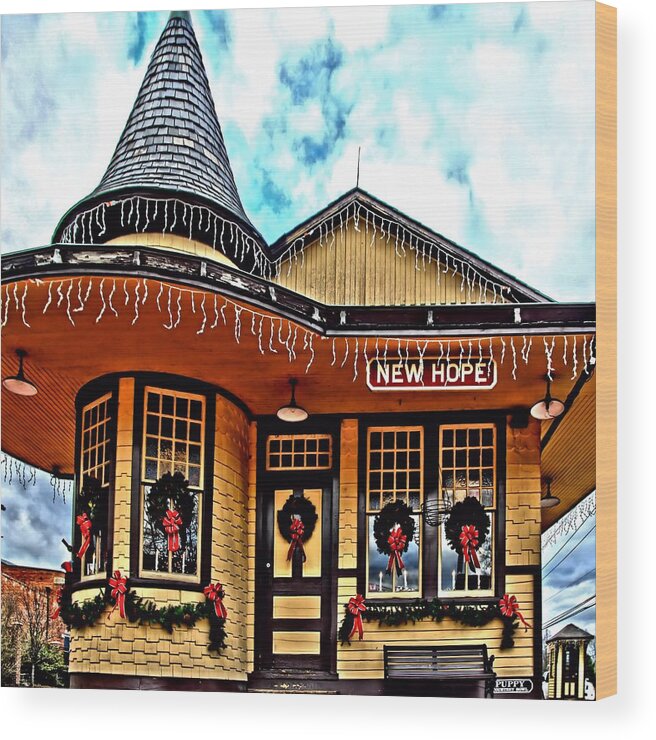 Holiday Wood Print featuring the photograph New Hope Station by DJ Florek