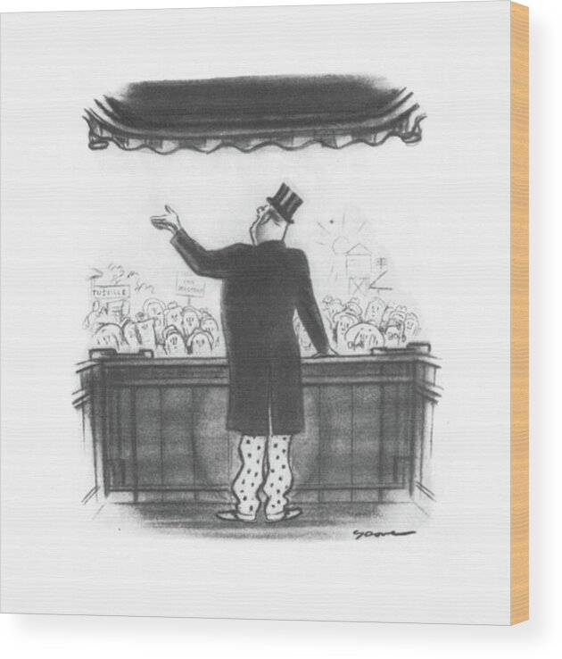 110582 Ldv Leonard Dove Politician Speaking From Observation Platform Of Train Wood Print featuring the drawing New Yorker August 17th, 1940 by Leonard Dove