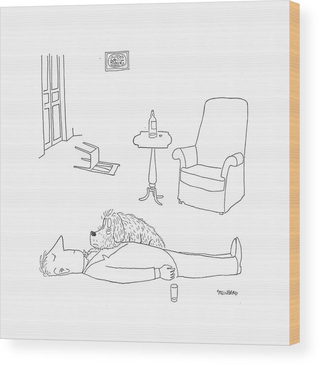 112421 Sst Saul Steinberg Wood Print featuring the drawing New Yorker January 23rd, 1943 by Saul Steinberg