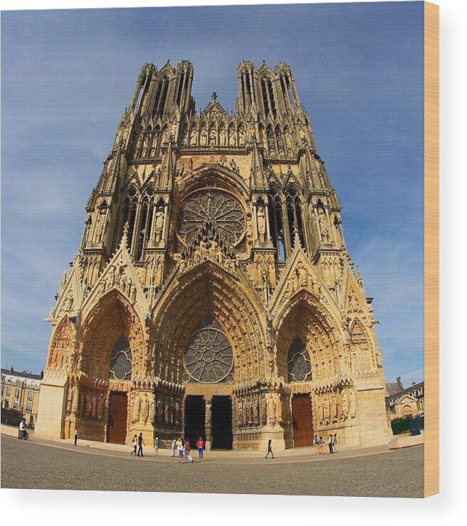 Summervacation Wood Print featuring the photograph Notre Dame De Reims, France. Summer by Brian Governale