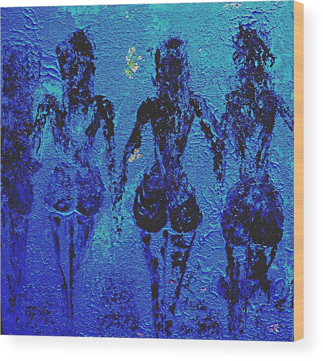 Nudes Wood Print featuring the painting Nude Harmony by Piety Dsilva