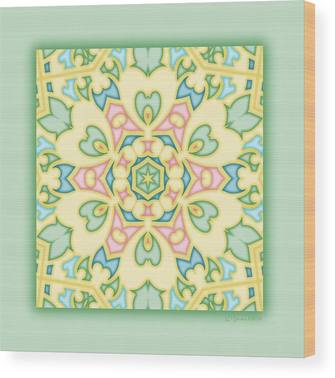 Kaleidoscope Wood Print featuring the digital art Spring Pastels #1 by Lynn Evenson