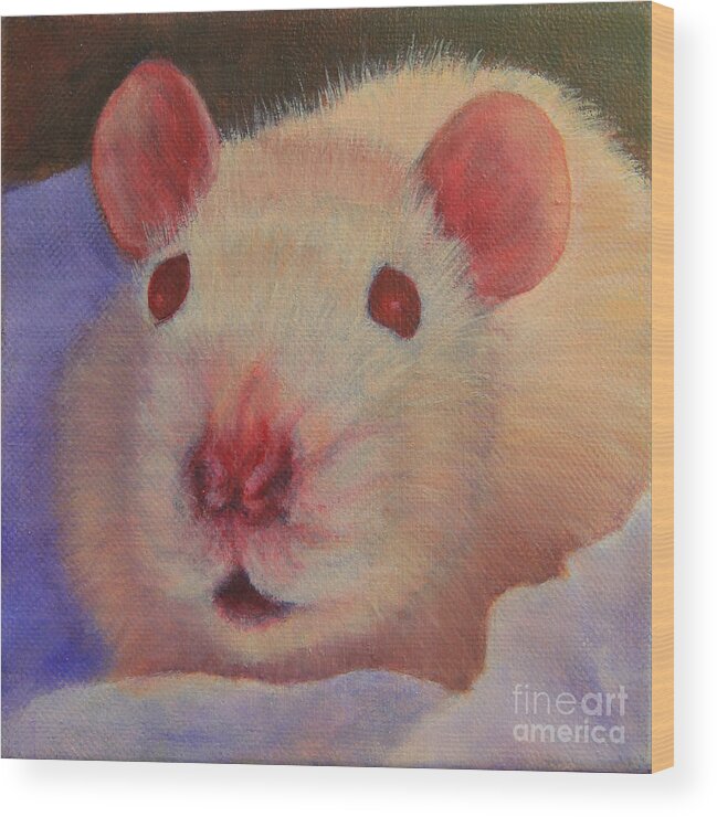 Animal Wood Print featuring the painting O Rats by Jeanette French