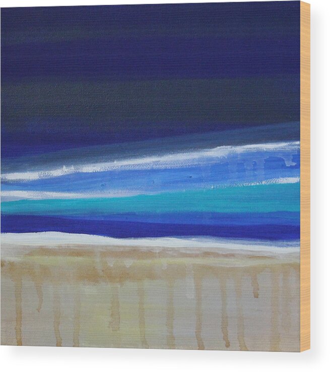 Abstract Painting Wood Print featuring the painting Ocean Blue by Linda Woods