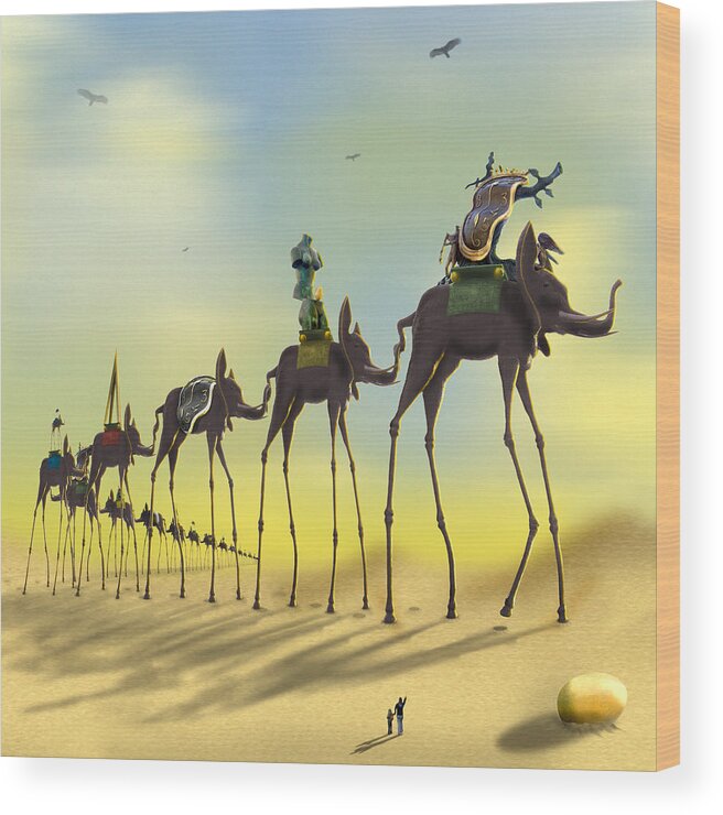 Surrealism Wood Print featuring the photograph On the Move 2 Without Moon by Mike McGlothlen