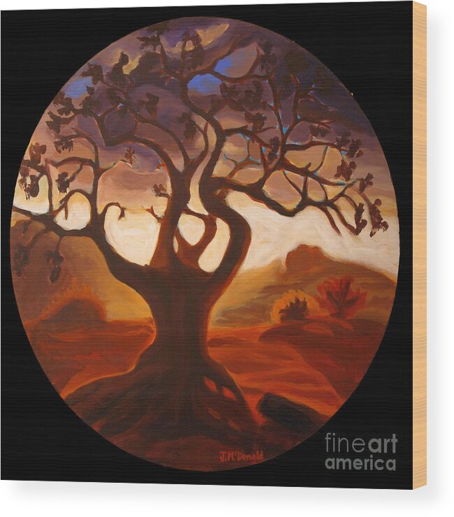 Tree Wood Print featuring the painting One by Janet McDonald