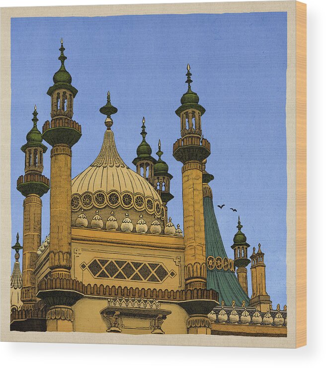 Palace Royal Pavilion Brighton Wood Print featuring the drawing Opulence by Meg Shearer