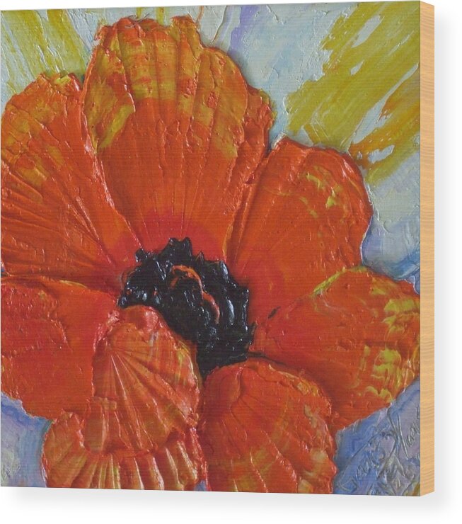 Orange Wood Print featuring the painting Orange Poppy by Paris Wyatt Llanso