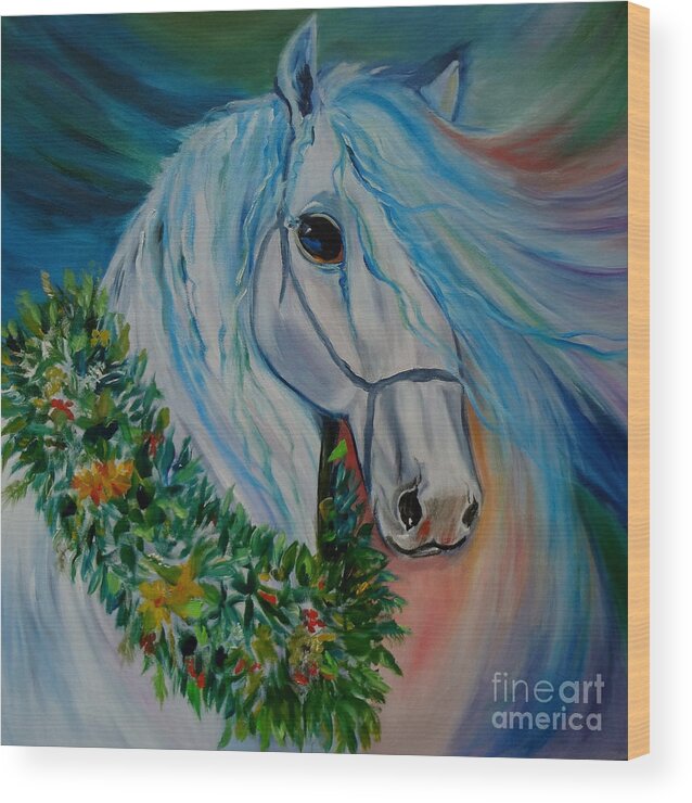 Horse Wood Print featuring the painting Paniolo Horse Jenny Lee Discount by Jenny Lee