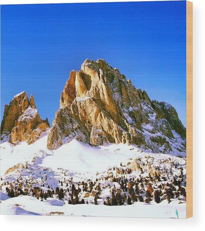 Iclandscapes Wood Print featuring the photograph Passo Sella - Sasso Lungo by Luisa Azzolini