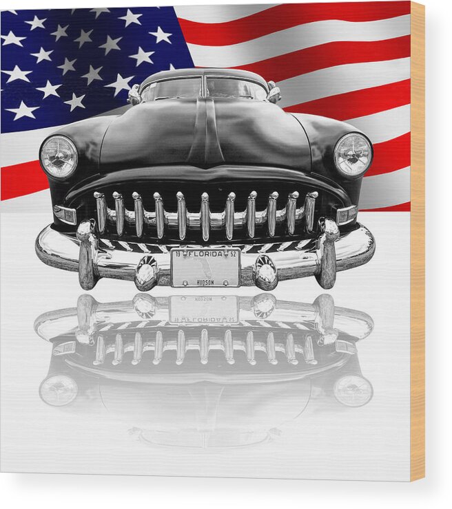 Hotrod Wood Print featuring the photograph Patriotic Hudson 1952 by Gill Billington