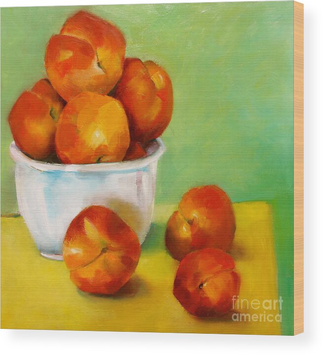 Peaches Wood Print featuring the painting Peachy Keen by Michelle Abrams