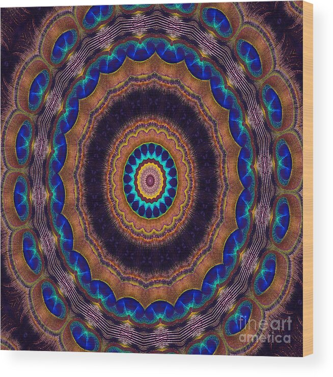 Peacock Wood Print featuring the digital art Peacock Pinwheel by Bel Menpes