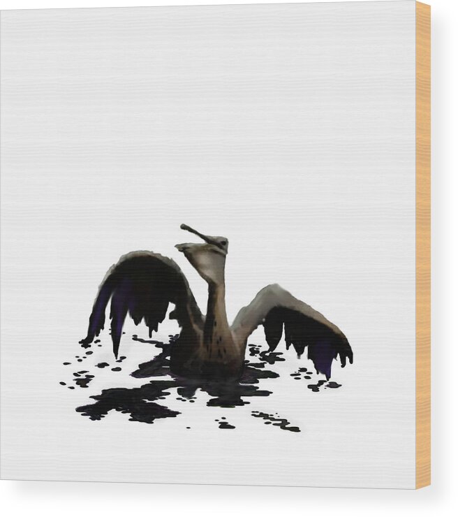 Oil Wood Print featuring the painting Pelican Grief by Jann Paxton