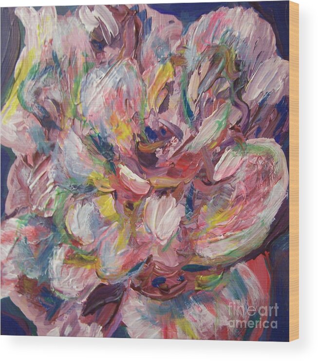 Floral Wood Print featuring the painting Peony 2 by Catherine Gruetzke-Blais