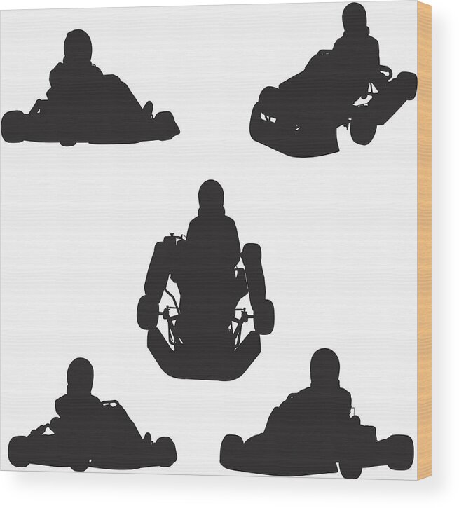 Recreational Pursuit Wood Print featuring the drawing People driving go-kart by 4x6