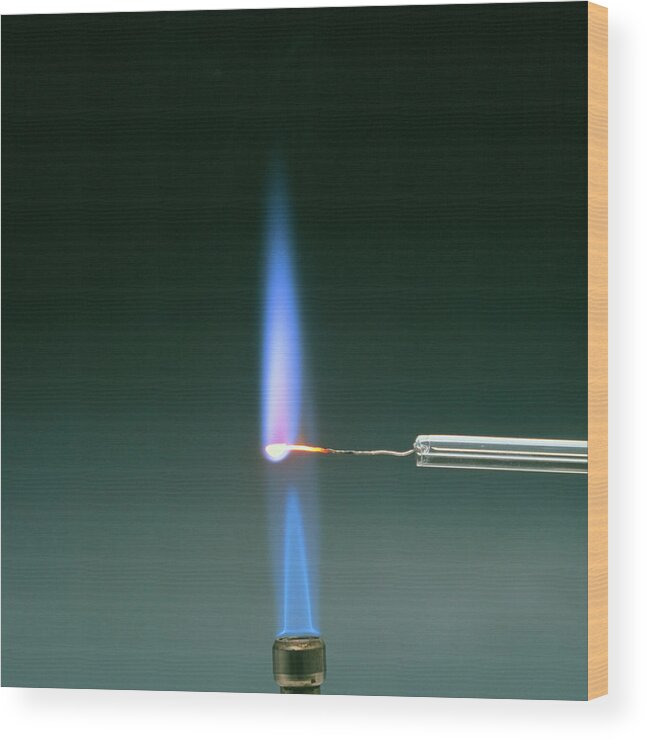 Flame Test Wood Print featuring the photograph Performing A Potassium Flame Test by Jerry Mason/science Photo Library