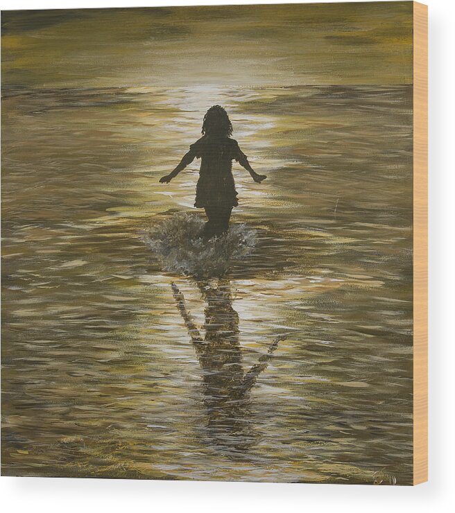 Silhouette Wood Print featuring the painting Phaedra's Splash by Davend Dom