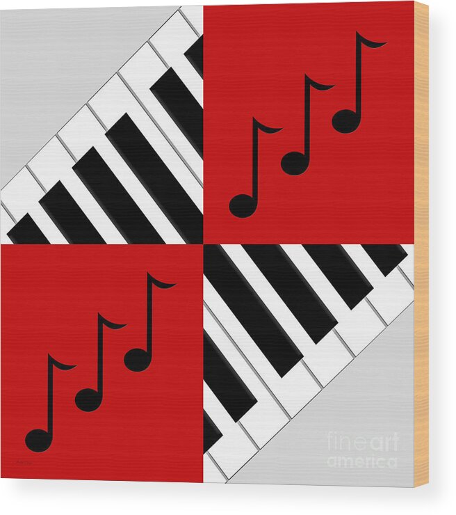Abstract Wood Print featuring the digital art Piano Abstract 3 by Andee Design
