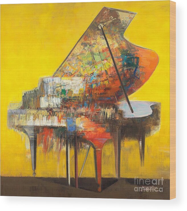 Piano.piano Wood Print featuring the painting piano No.19 by Zheng Li