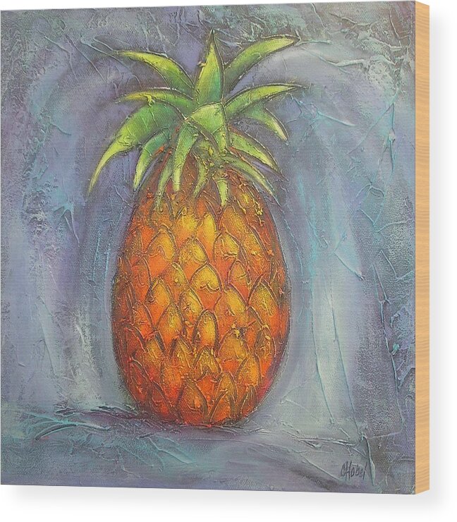 Pineapple Wood Print featuring the painting Pineapple Fruit Painting by Chris Hobel