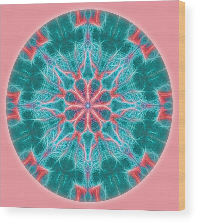 Mandala Wood Print featuring the photograph Pink Fractal Flower Mandala by Beth Venner