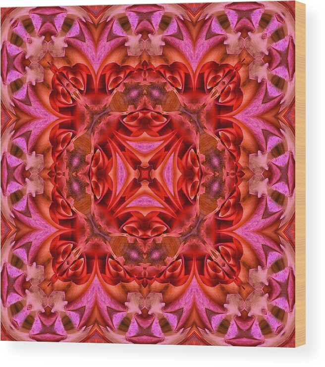 Kaleidoscope Wood Print featuring the digital art Pink Perfection No 3 by Charmaine Zoe