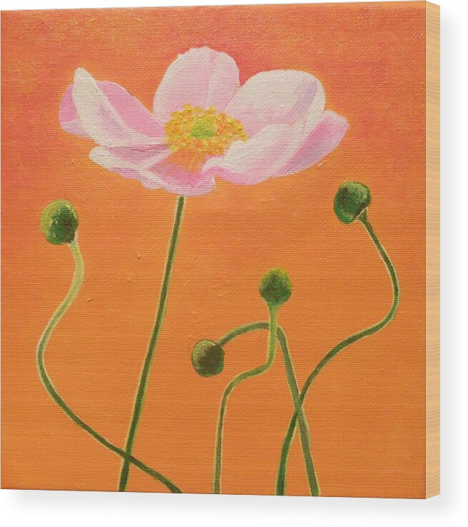 Acrylic Wood Print featuring the painting Pink poppy by Anne Gardner