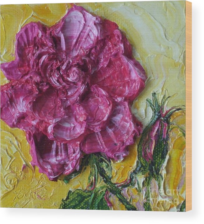 Pink Rose Art Wood Print featuring the painting Pink Rose by Paris Wyatt Llanso