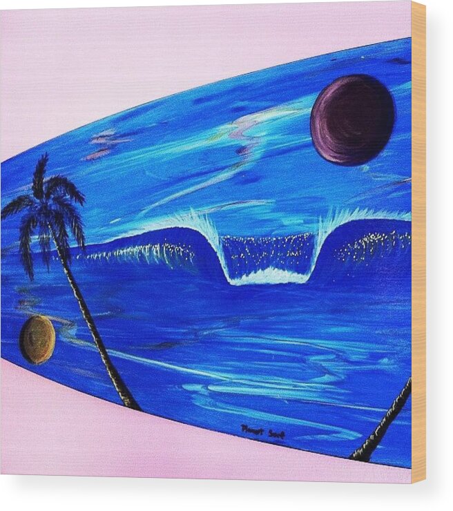 Surf Wood Print featuring the photograph #planet #surf #painting #elpatiocafe by Paul Carter