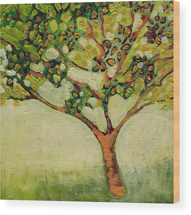 Tree Wood Print featuring the painting Plein Air Garden Series No 8 by Jennifer Lommers